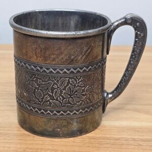Rare Antique Reed & Barton Silverplate Childs Handled Cup Mug 1629 Gilt Interior
